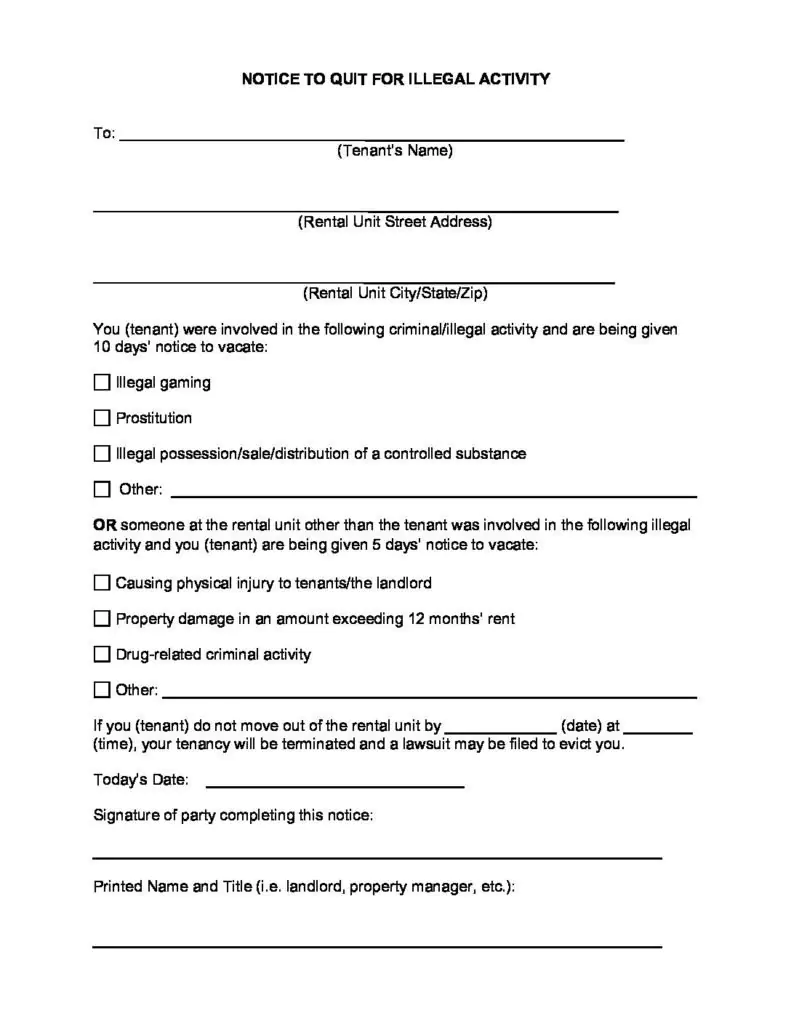 missouri eviction notice forms notice to vacate 2022 official