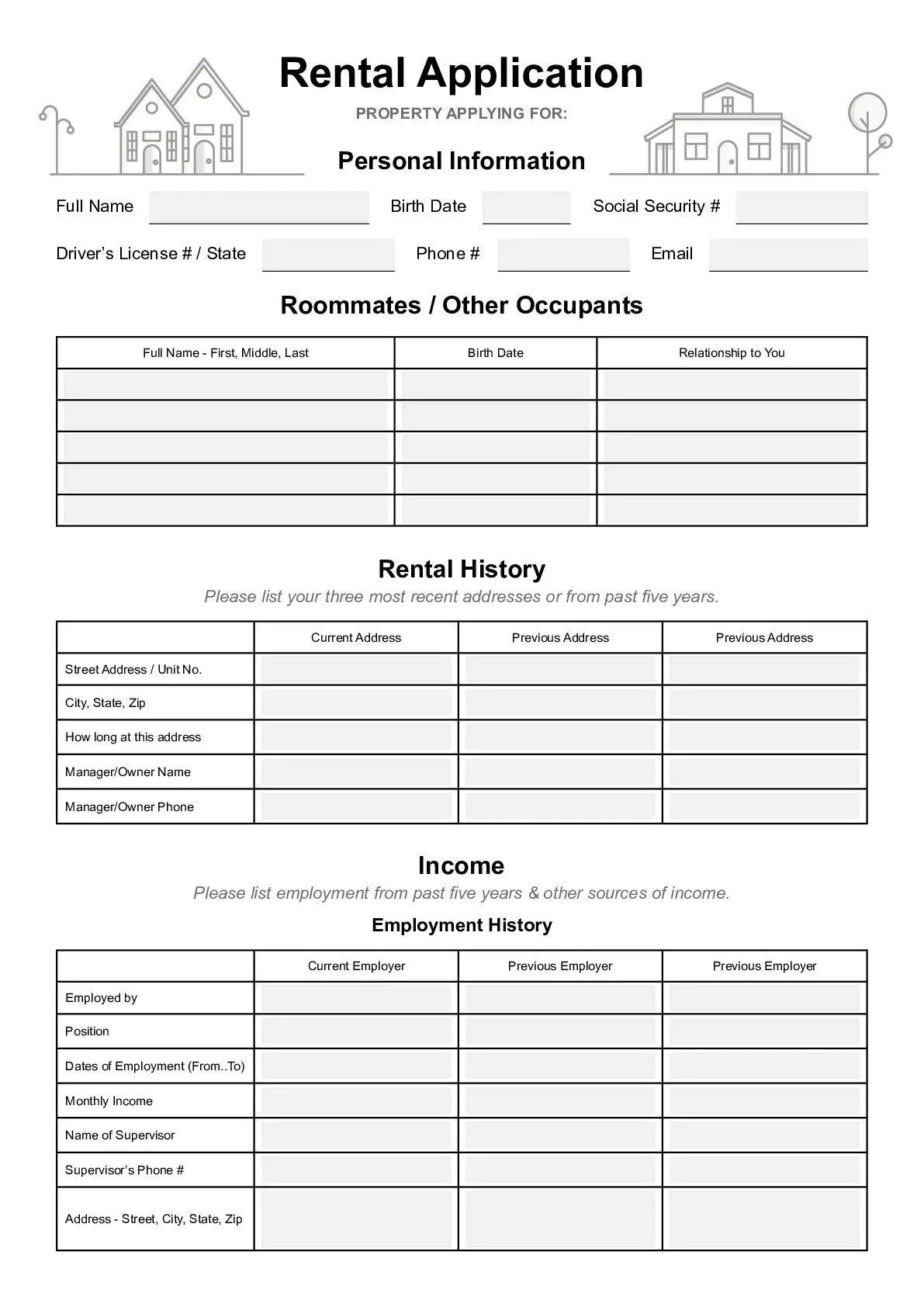 free nevada rental application form pdf word 2022 version