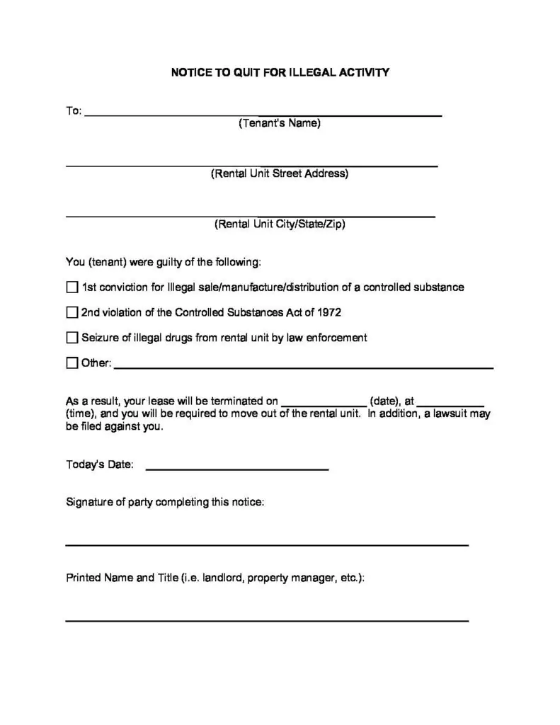 pennsylvania eviction notice forms notice to vacate 2022 official