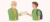 Graphic of a landlord handing an envelope with "Security Deposit" written on it to their tenant
