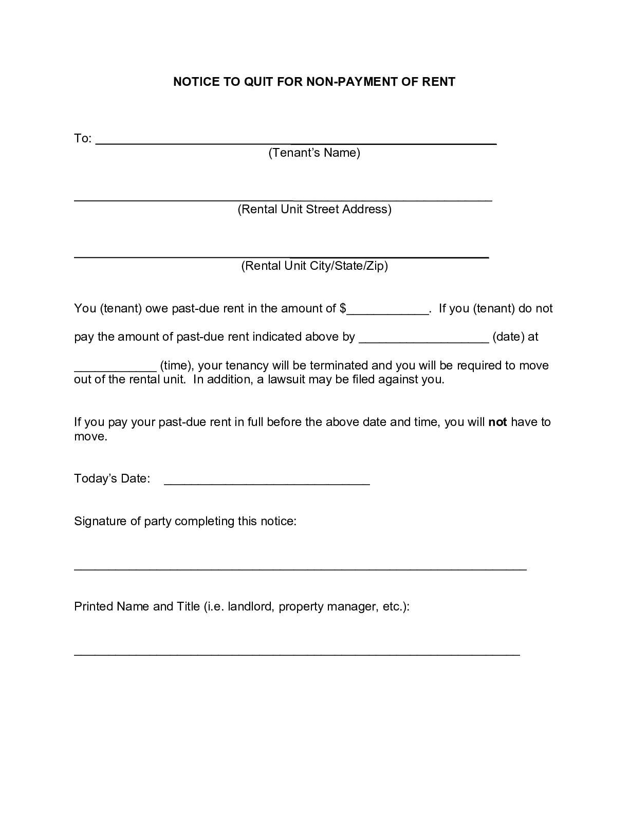 Free Georgia Eviction Notice Form 2021 Notice To Vacate Pdf