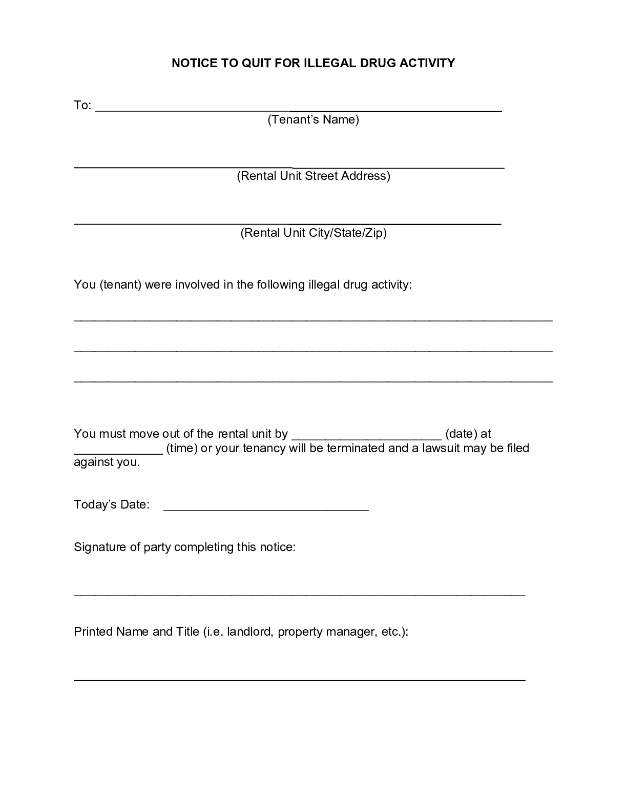 free indiana eviction notice form 2020 notice to vacate pdf