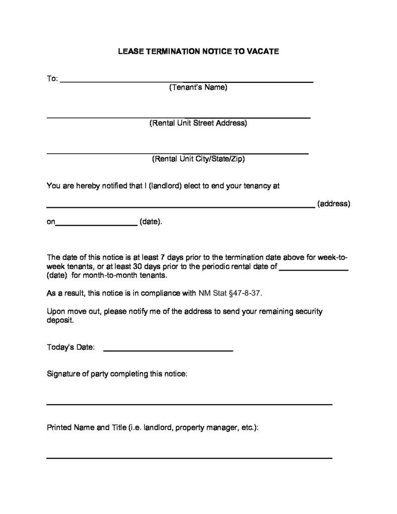 free new mexico eviction notice form 2021 notice to