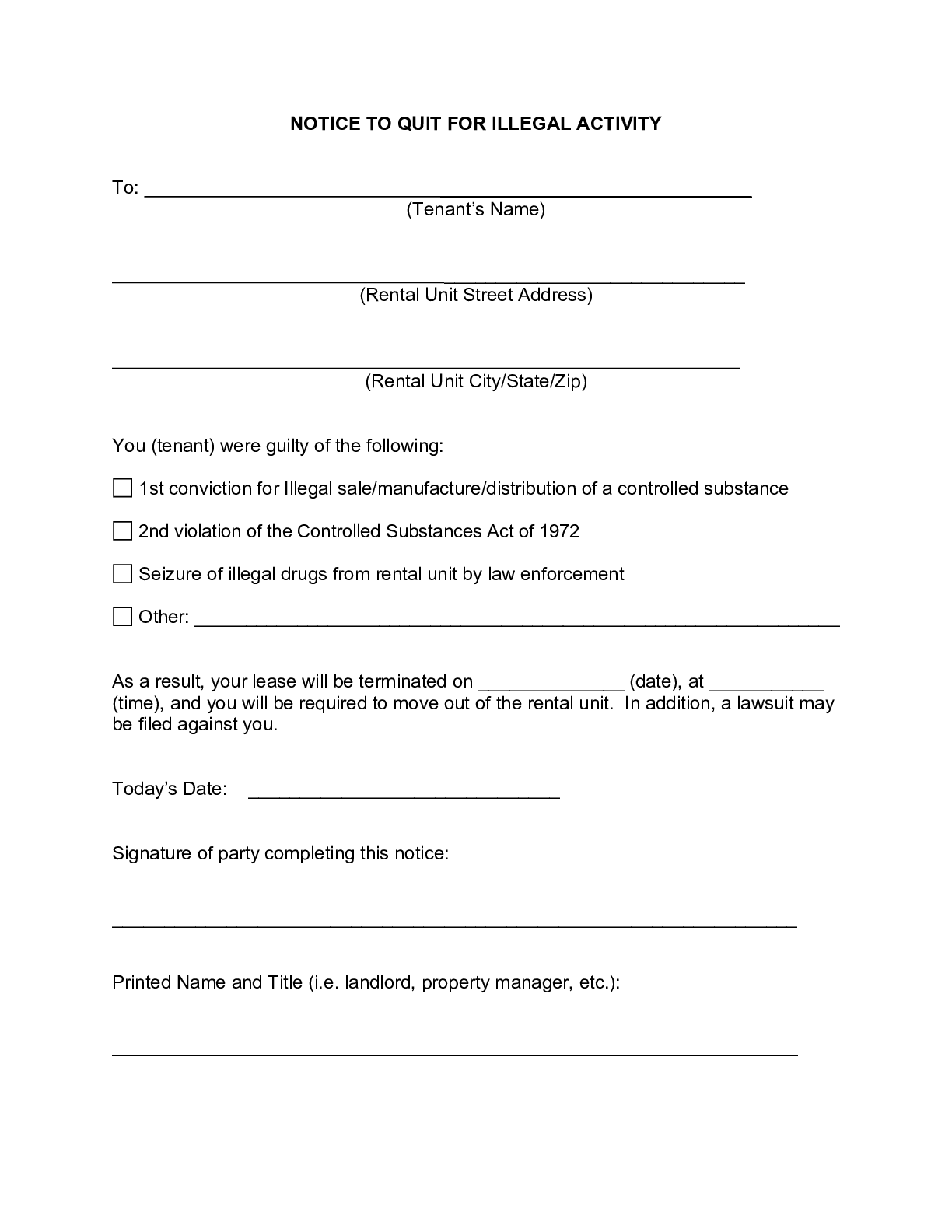 Eviction Notice Pa Template 