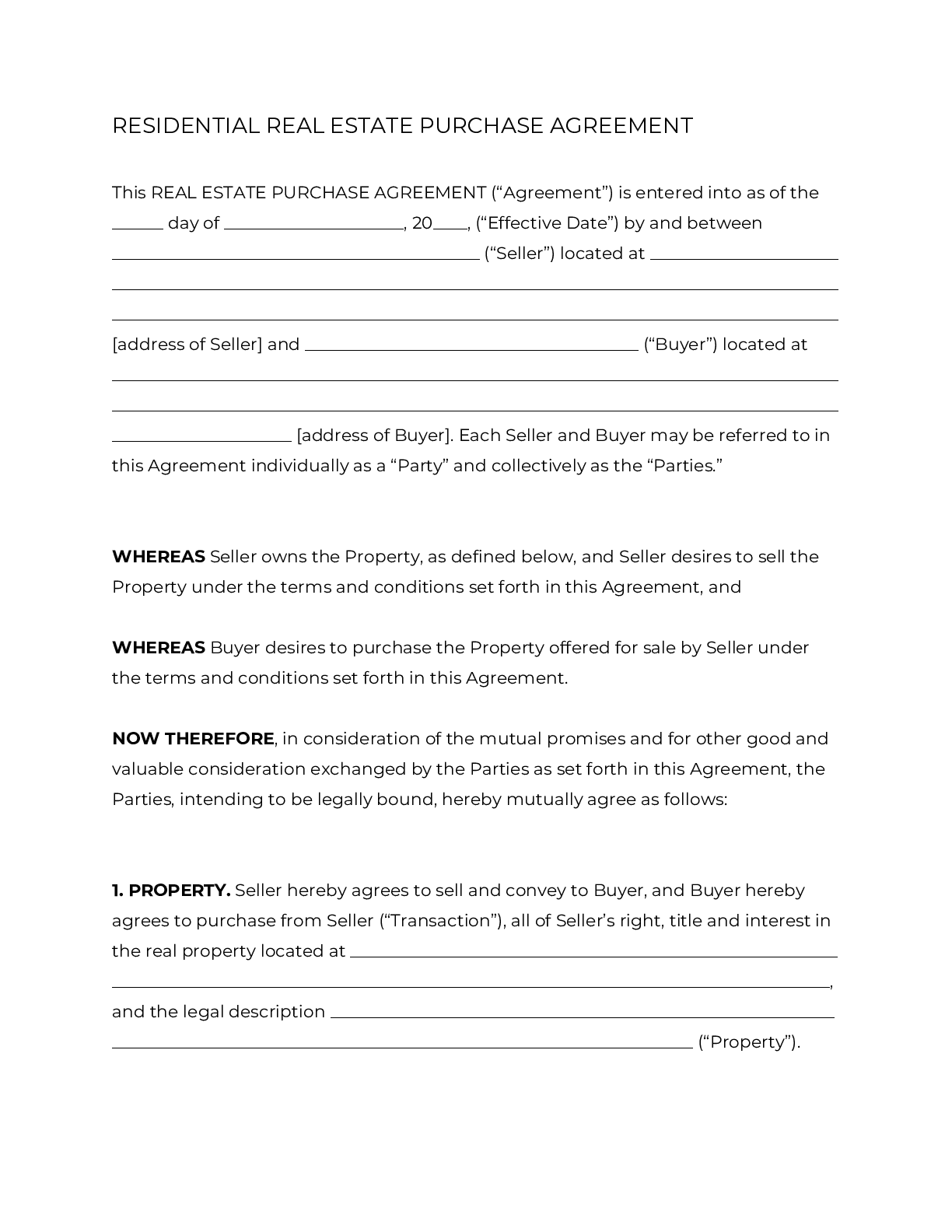 Real Estate Purchase Agreement Form [22]  OFFICIAL PDF Throughout credit sale agreement template