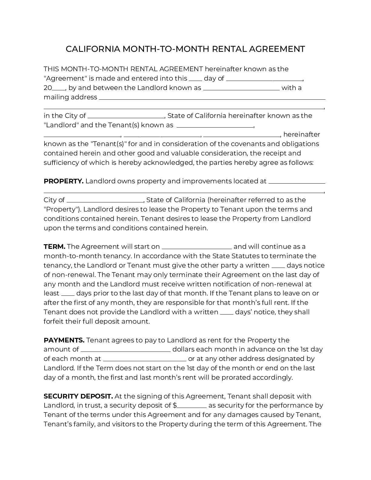 Free California Residential Lease Agreement Pdf Free California 