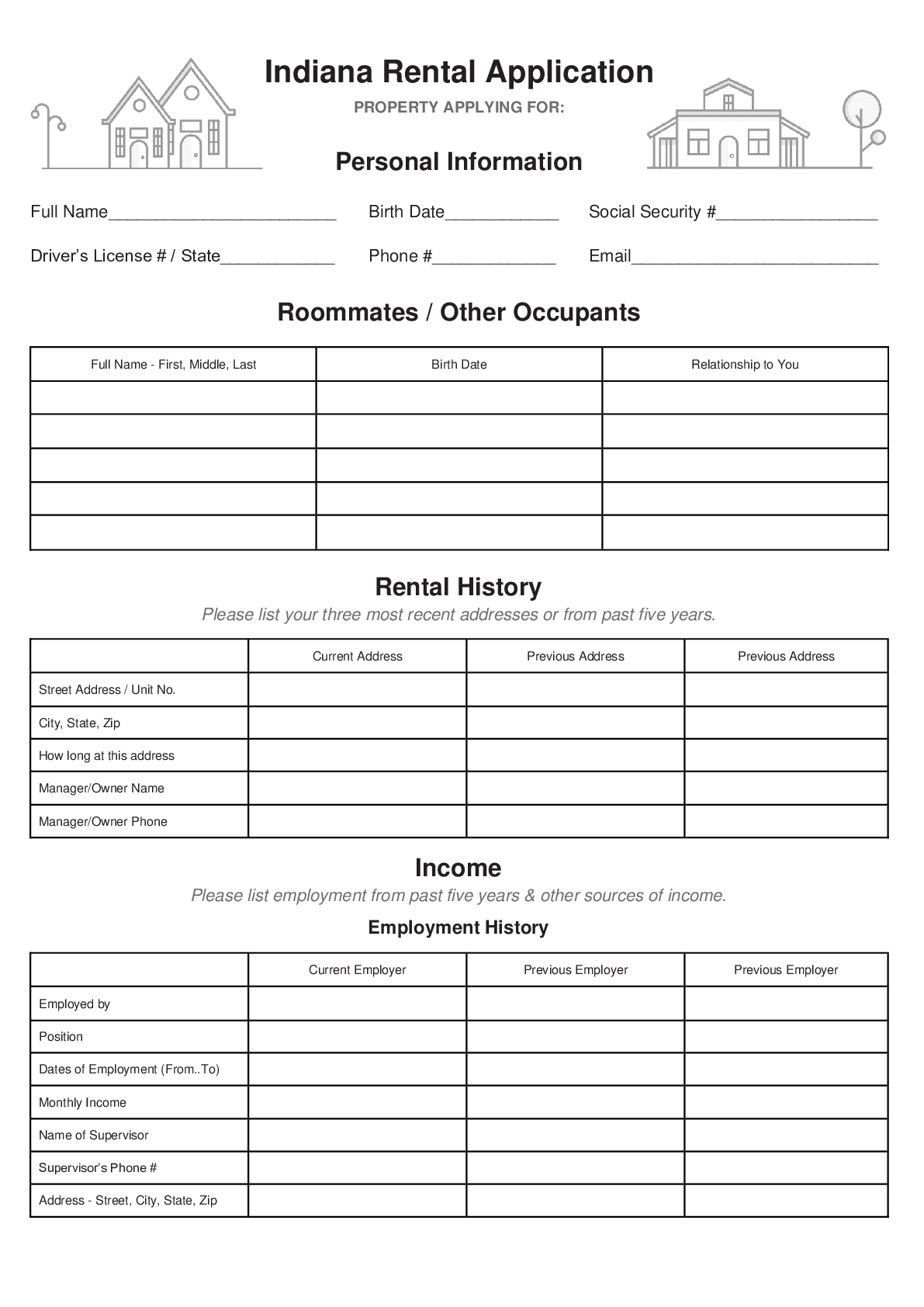 Indiana Rental Lease Agreement Template [2024] PDF & DOC