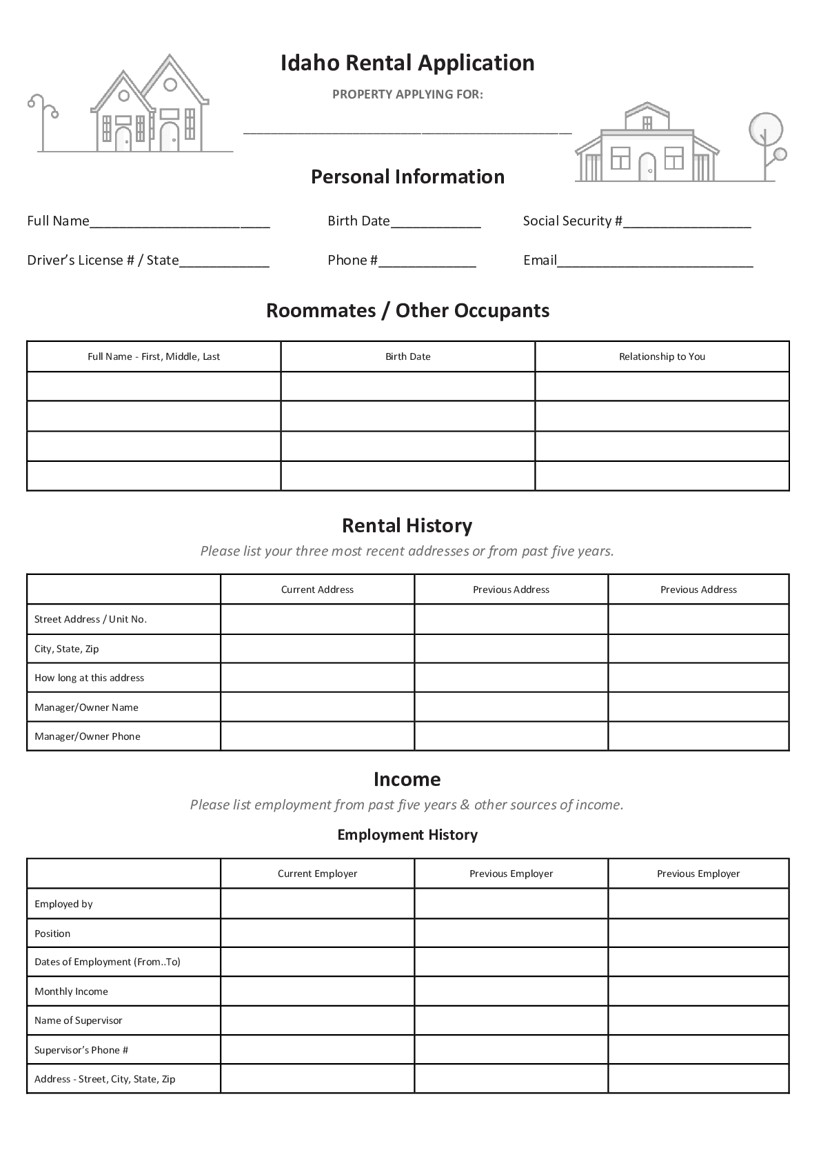 Rental Application Form